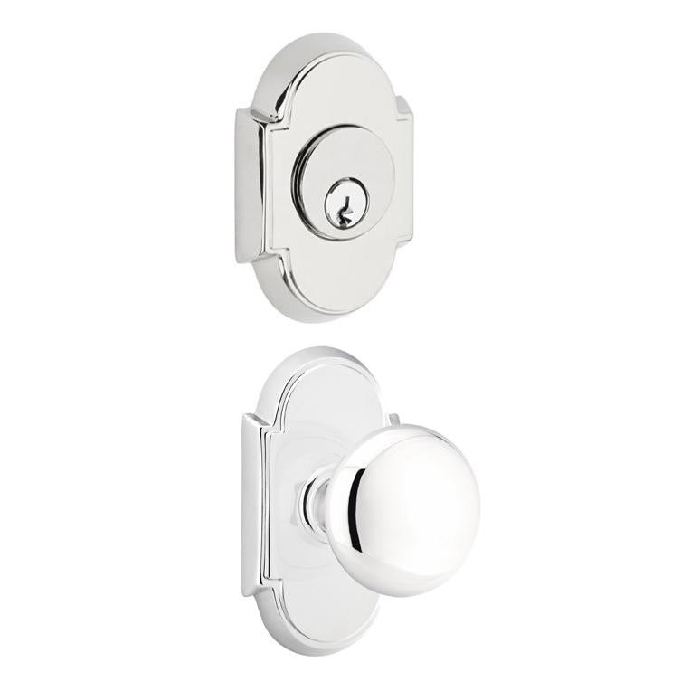 ##Antique Hardware## Arched Back Plate Entryway Set with Round Brass Knob (Several Finishes Available)