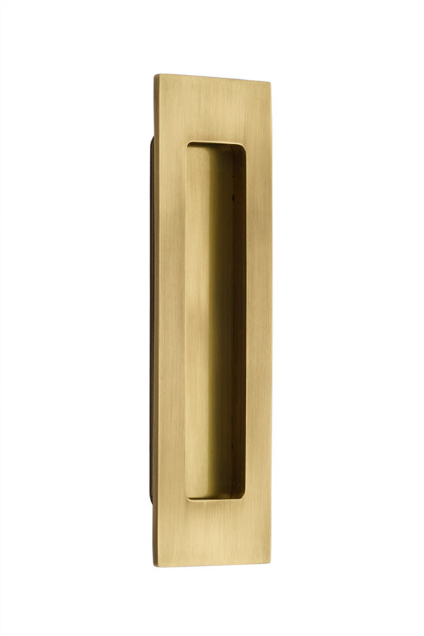 Antique Hardware 6 Inch Solid Brass Modern Rectangular Flush Pull FLUSH-PULL-POCKET DOOR