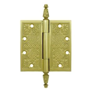 Antique Hardware 4 1/2 X 4 1/2 Inch Solid Brass Ornate Finial Style Hinge HINGE