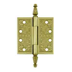 Antique Hardware 4 X 4 Inch Solid Brass Ornate Finial Style Hinge HINGE