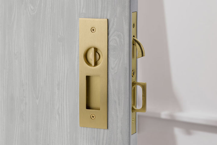 ##Antique Hardware## Emtek Narrow Modern Rectangular Brass Mortise Pocket Door (Several Finishes Available)