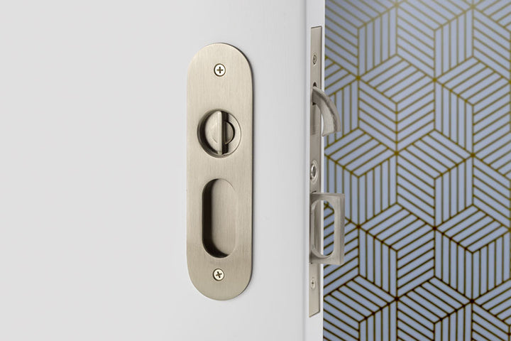 ##Antique Hardware## Emtek Narrow Oval Brass Mortise Pocket Door (Several Finishes Available)