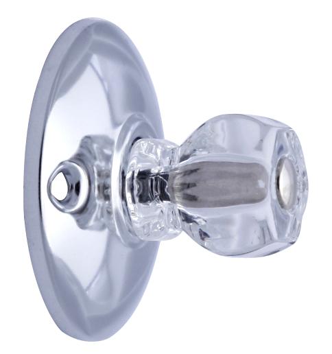 Antique Hardware Art Deco Style Polished Chrome and Clear Glass Robe Hook ROBE-HOOK