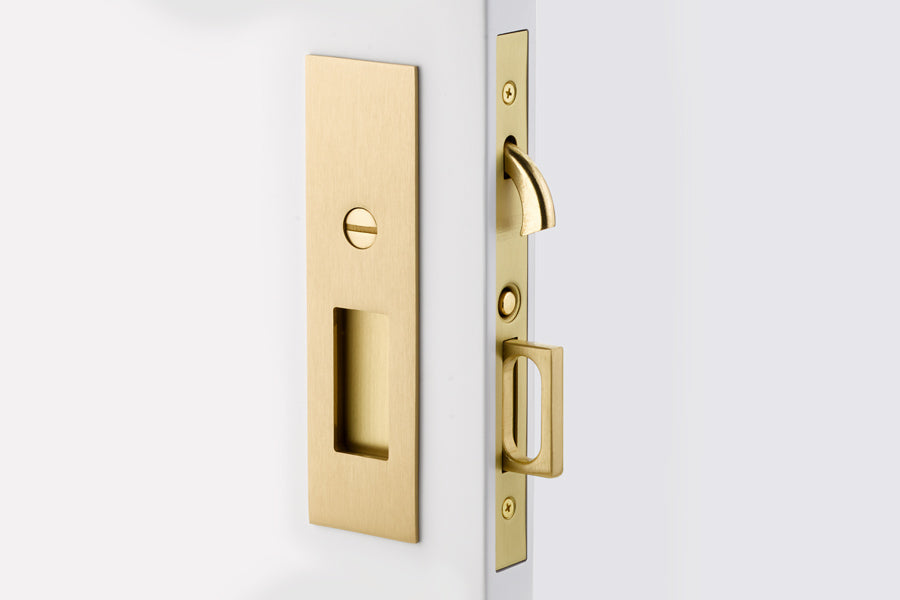 ##Antique Hardware## Emtek Narrow Modern Rectangular Brass Mortise Pocket Door (Several Finishes Available)