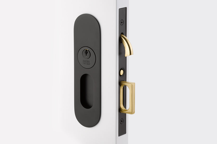 ##Antique Hardware## Emtek Narrow Oval Brass Mortise Pocket Door (Several Finishes Available)