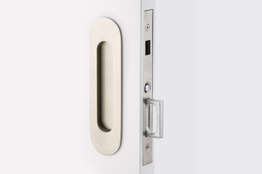 ##Antique Hardware## Emtek Narrow Oval Brass Mortise Pocket Door (Several Finishes Available)