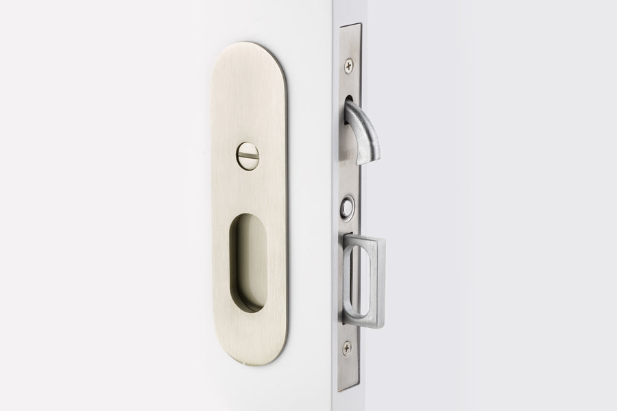 ##Antique Hardware## Emtek Narrow Oval Brass Mortise Pocket Door (Several Finishes Available)