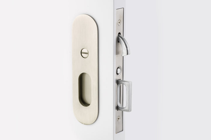 ##Antique Hardware## Emtek Narrow Oval Brass Mortise Pocket Door (Several Finishes Available)