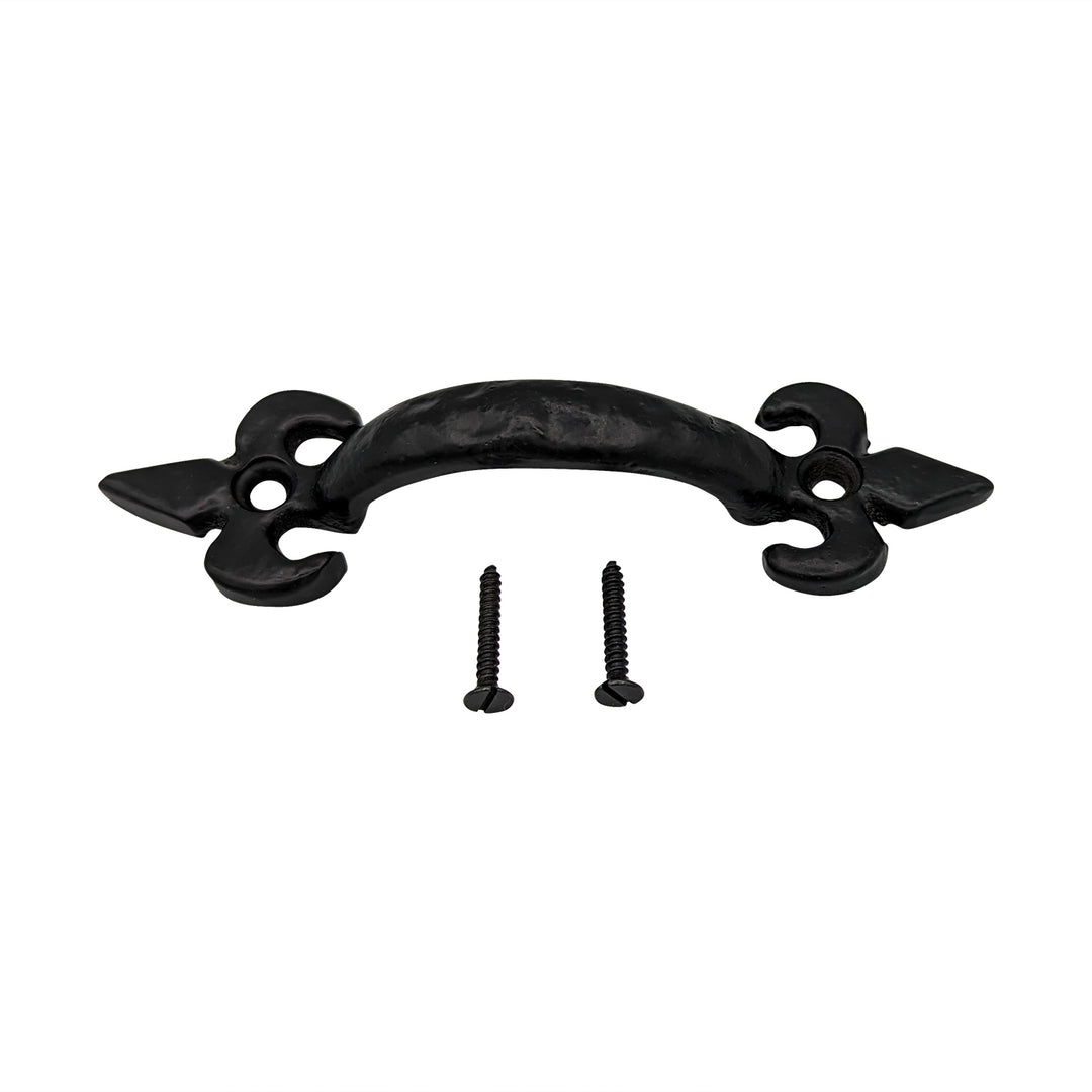 Antique Hardware 4 1/4 Inch Solid Brass Colonial Style Pull (Flat Black Finish) 
