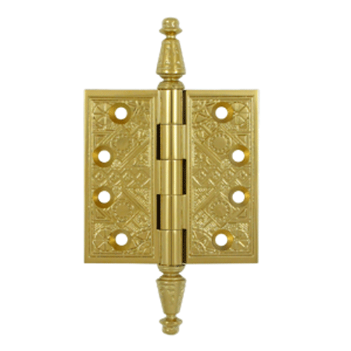 Antique Hardware 3 1/2 X 3 1/2 Inch Solid Brass Ornate Finial Style Hinge HINGE