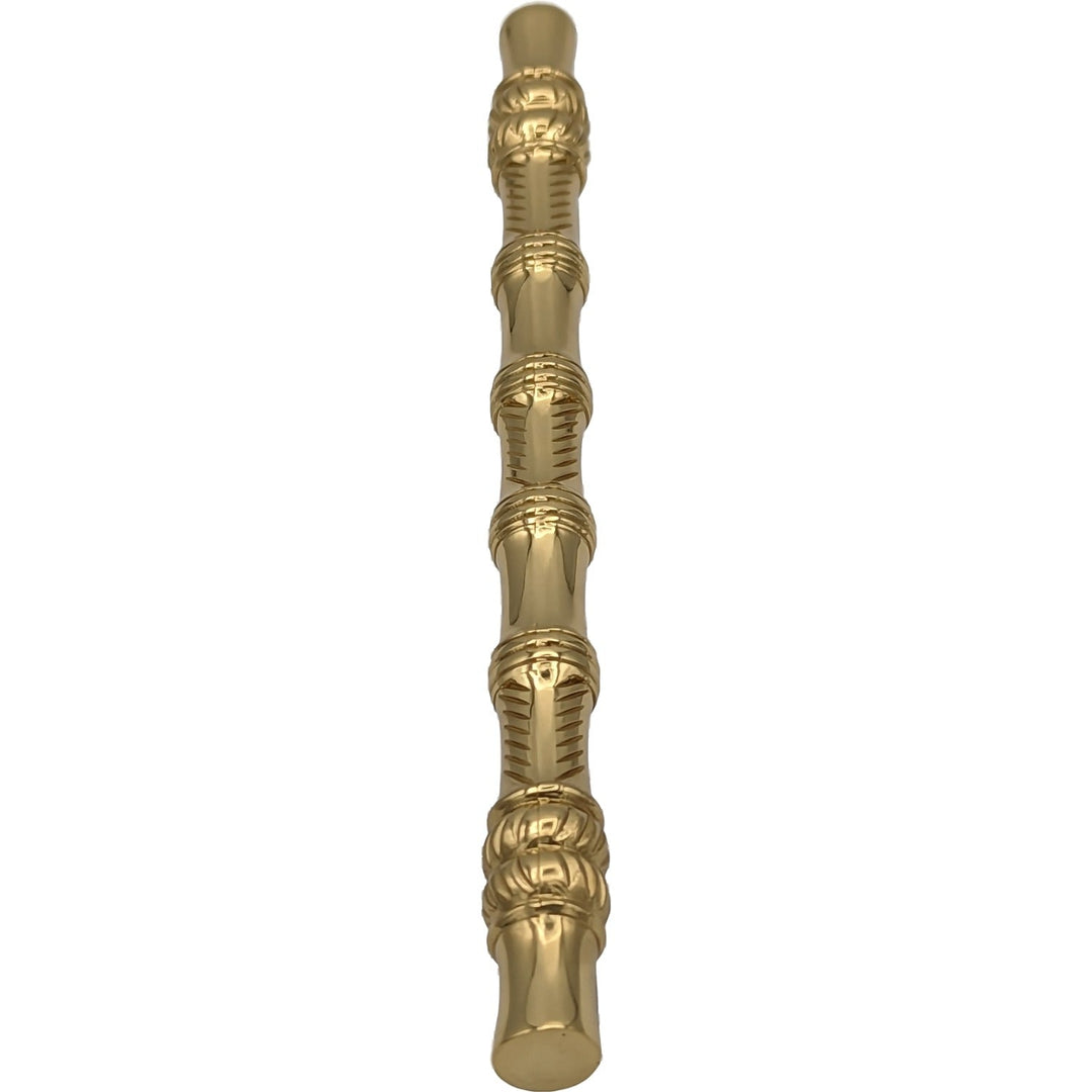 Antique Hardware 6 Inch Overall (4 1/2 Inch c-c) Japanese Bamboo Pull (Polished Brass Finish) CABINET PULL