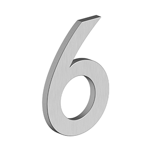 Antique Hardware 4 Inch Tall B Series Stainless Steel Number 6 (Several Finishes) LETTER PLAQUE