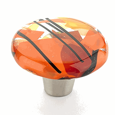 ##Antique Hardware## 1 1/2 Inch Designer Ice Collection Glass Cabinet Knobs & Stainless Steel Finish