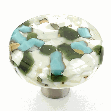 ##Antique Hardware## 1 1/2 Inch Designer Ice Collection Glass Cabinet Knobs & Stainless Steel Finish