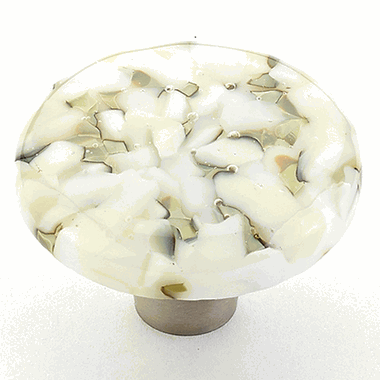 ##Antique Hardware## 1 1/2 Inch Designer Ice Collection Glass Cabinet Knobs & Stainless Steel Finish
