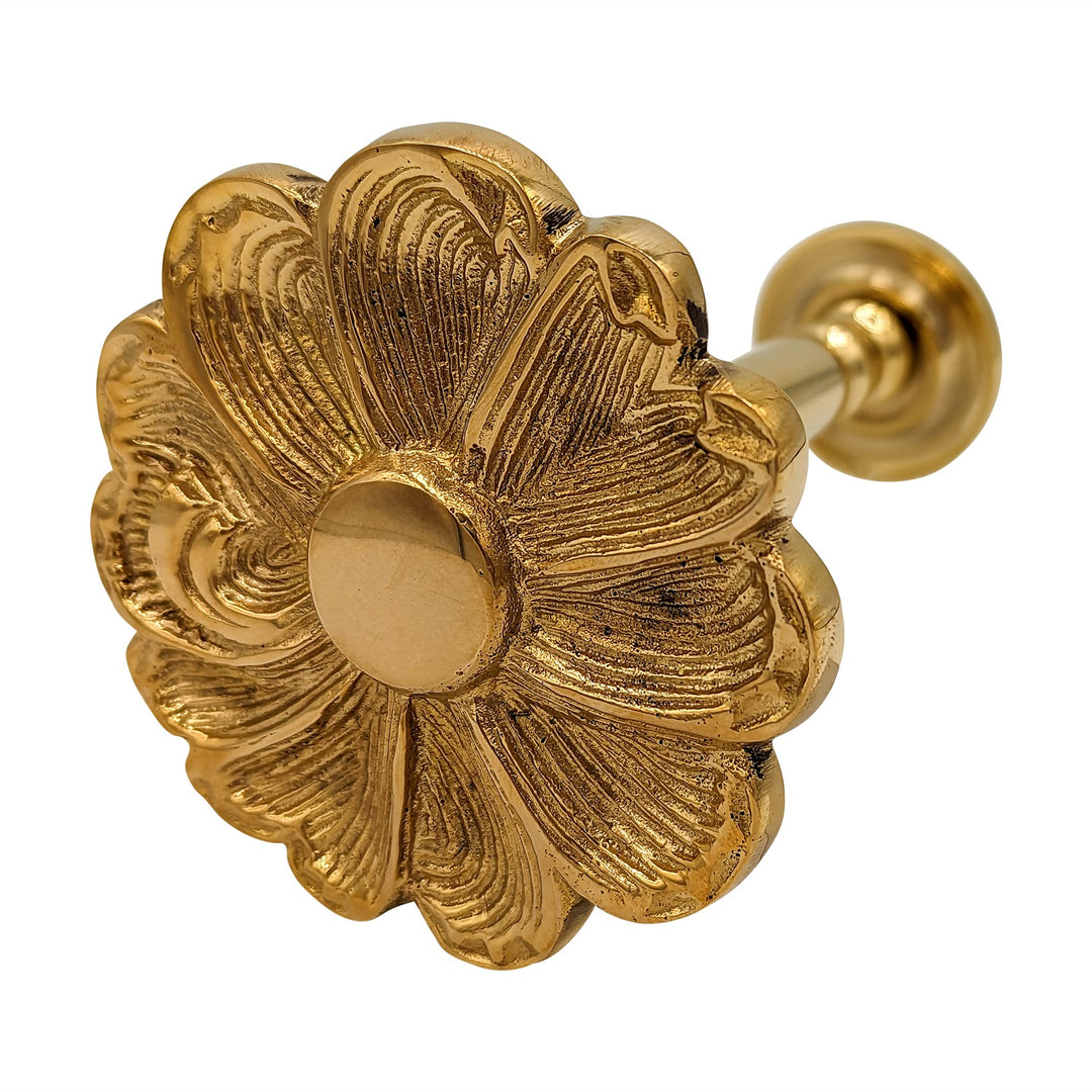Antique Hardware 3 Inch Solid Brass Floral Curtain Tie Back (Polished Brass Finish) Curtain Holdbacks & Tassels