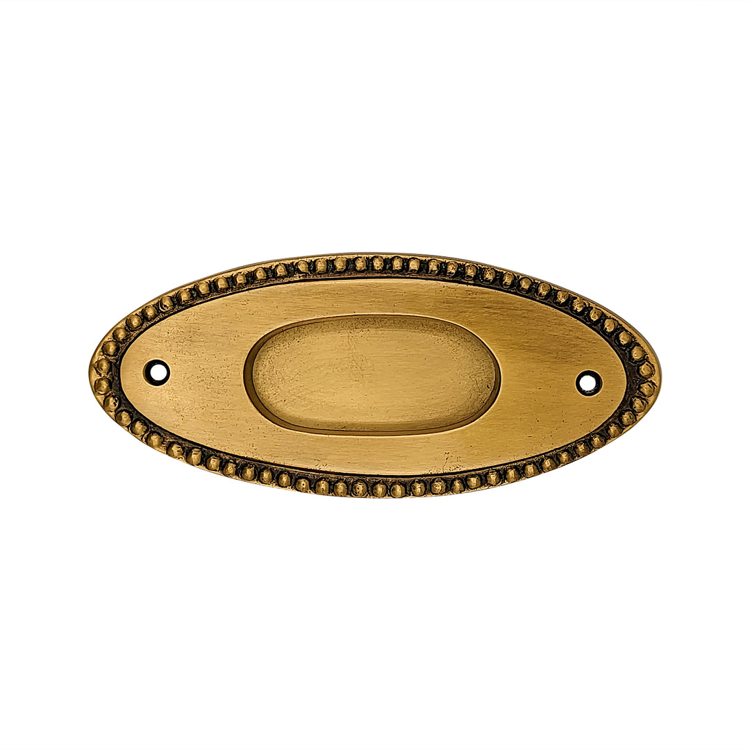 Antique Hardware 5 7/8 Inch Solid Brass Oval Beaded Pull CABINET PULL