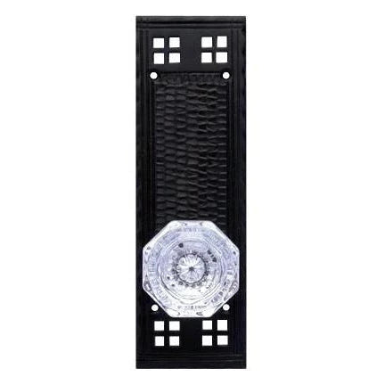 ##Antique Hardware## Arts & Crafts Backplate Door Set with Octagon Crystal Door Knobs (Several Finishes Available)