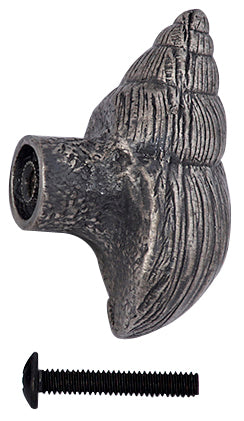 Antique Hardware 1 5/8 Inch Ocean Seaside Nautical Solid Pewter Twisting Conch Seashell Knob (Satin Pewter Finish) Cabinet Knobs & Handles