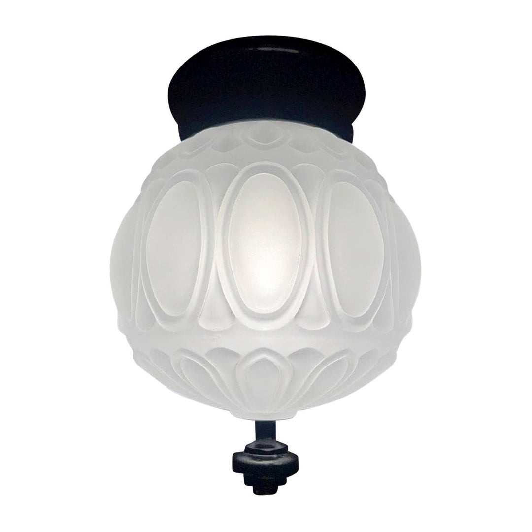 Antique Hardware Colonial Style Glass Shade Overhead Ceiling Light Fixture (Flat Black Finish) OVERHEAD LIGHT