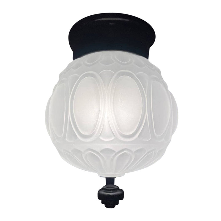 Antique Hardware Colonial Style Glass Shade Overhead Ceiling Light Fixture (Flat Black Finish) OVERHEAD LIGHT